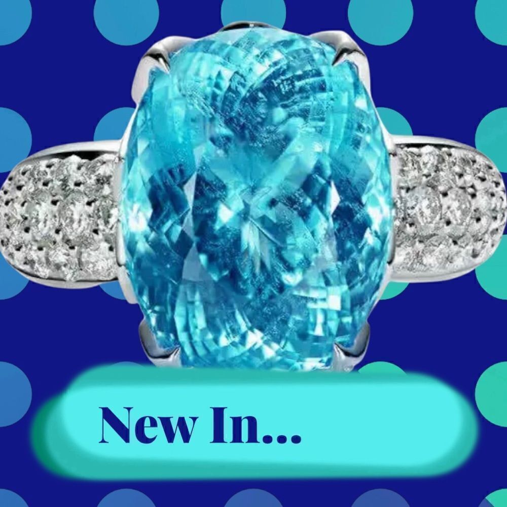 GORGEOUS 6 CTTW WHITE GOLD AQUAMARINE ENGAGEMENT RING  7,8,9